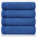 Large Towels Bath Sheet-Highly Absorbent Egyptian Cotton Towel Set-4 Pack Extra Soft Large Bath Towel Royal Blue-Quick Dry Bath Sheets-450 GSM Washable Towels, 75X135 Cm