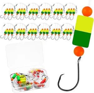 Vipfish Pompano Rig for Surf Fishing - 12 Pack Pompano Rigs Saltwater for Pompano Bait, Whiting Rigs - Pompano Floats,2/0 Fishing Hooks,Mono line and Crane Swivel Snaps