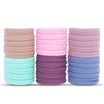 Diversa Seamless Thick Cotton Hair Rubber Bands, Durable Elastic Ties, Ponytail Holders, Hair Accessories for Women & Girls - Natural Colors (Pack of 30 Pcs)