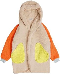UnHide Unisex Kids Shleepy Faux Fur Robe - Lightweight, Extra Soft, & Warm Wearable Blanket - Machine Washable - One Size, Kids, Patchwork Orange
