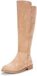 Vepose Women's Knee High Boots, Casual Tall Riding Boots with Low Flat Heel, Comfortable Sand Suede, Size 8 US-9662 with Inner Zipper(CJY9662 Sand 08)