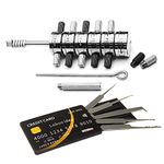 Loboo Idea Premium Ford Tibbe Lock Pick/Decoder Hand Tool with Loboo Idea Credit Card Lock Picking Tool Kit, 6 Cylinder Reader Automotive Lock Pick Tools Locksmith Tools
