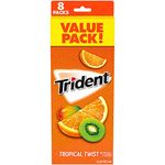 Trident Tropical Twist Sugar Free Gum, 8 Packs of 14 Pieces (112 Total Pieces)