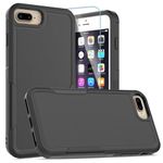 ANSHOW for iPhone 6/7/8 Plus Heavy Duty Case with One Screen Protector, Shockproof Protective Drop Protection Phone Case Full Body Protection Hard Case,Black