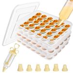 Lainballow 3 Pcs 90 Slots Deviled Egg Containers with Lids, Plastic Deviled Egg Platter, Stackable Egg Carrier, Reusable Deviled Egg Holders with Piping Tool Set for Thanksgiving Easter Party Picnic