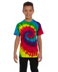 Colortone Multi Color Tie Dye Youth Tee (Reactive Rainbow) (M)