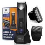 VIKICON 2-in-1 Manscape Body Trimmer&Shavers for Men, Ball Shaver w/Dual-Head Trimmer&Foil Blades, Waterproof Groomer w/Light for Pubic, Groin, Back, Electric Razor w/Travel Lock, Pouch, USB-C Cable