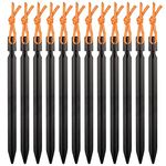 WIFUN 12 Pieces Tent Pegs, Y-shaped Heavy Duty Tent Pegs Aluminium Alloy Black Camping Tent Stake Nail with Reflective Rope for Camping, Outdoor, Beach and Hiking