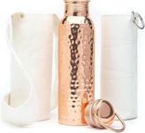 Kitchen Science - Authentic 34oz/1000ml Copper Water Bottle with Handle – Leak-Proof, Lab-Tested, Comes with Sleeve & Bag