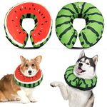 Protective Inflatable Recovery Cone Collar for Small Medium Large Dog, Soft E-Collar Dog Watermelon Donut Cone Alternative After Surgery for Dogs Cats (Melon-XL(Neck 19.7''-25.6''))