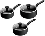 Tefal Titanium Essential Set 3 pcs, saucepans 16/18/20 cm + Lids, High-Performance Non-Stick Coating, Metal Spatula Safe, All Hobs excluding Induction, B941S344