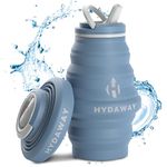 HYDAWAY Collapsible Water Bottle - 17oz I Reusable Water Bottles with Flip Top Lid for Travel, Hiking, Backpacking I Portable & Leakproof, Food-Grade Silicone, BPA Free, Collapses to 1.5”