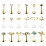 BodyBonita 18Pcs 16g Medusa Lip Labret Piercing Jewelry Tragus Helix Cartilage Piercing Labret Monroe Stud Stainless Steel 8mm 10mm