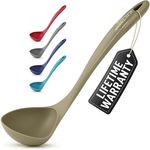 Zulay Soup Ladle Spoon with Comfortable Grip - Cooking and Serving Spoon for Soup, Chili, Gravy, Salad Dressing & Pancake Batter - Large Nylon Scoop & Ladle Spoon Great for Canning and Pouring - Olive