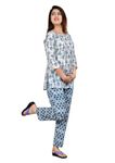 Monique Brand Women's Cotton Relaxed Printed Night Suit Top And Pyjama Set, Multi M, Medium