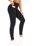 THE GYM PEOPLE Tummy Control Workout Leggings with Pockets High Waist Athletic Yoga Pants for Women Running, Fitness (Black-1, Large)