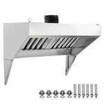 VEVOR Commercial Exhaust Hood, 4FT Food Truck Hood Exhaust, 201 Stainless Steel Concession Trailer Hood with 2 Detachable U-shaped Grid Oil Filter Mesh, Rust Resistant Vent Hood for Kitchen Restaurant