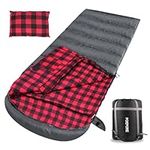 POEPORE Flannel Sleeping Bag Cotton 0 Degree Cold Weather for Adults XXL Sleeping Bag 4 Season Big and Tall with Pillow Compression Sack