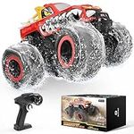 DEERC 1:16 Amphibious RC Monster Truck/Boat W/Dragon Graffiti, IPX7 Waterproof Remote Control Cars for Kids, 2.4GHz 4WD Dinosaur Truck W/ 360° Rotation, All Terrain RC Car Toys Gift for Boys Girls