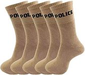 TENDSY Men Premium Tactical Police Regular, Cotton, Brown Socks - Durable And Comfortable (Pack Of 5)