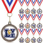 Highergo 12 Pcs Volleyball Sports Award Medals with Neck Ribbons Bulk Award Medals Sports Game Party Favors Gift for Girls Boys, 2 Inches