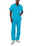 Adar Universal Unisex Scrubs - Unisex Drawstring Scrub Set - 701 - Turquoise - XL