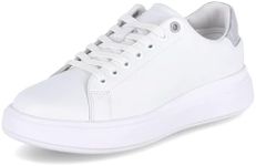 Calvin Klein Women's Raised Cupsole Leather Sneaker, White, EU 38/US 7.5