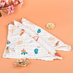 MOM'S HOME Super Soft Organic Cotton Baby Muslin Wash Cloth/Napkin 6 Layer | Hankies for Baby | 25x25 cm | Pack of 3