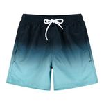 JOYSON Mens Swim Trunks Quick Dry Bathing Suits Swim Shorts Mesh Liner with Pockets, Black Green Gradient, M