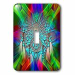 3dRose lsp_273427_1 Abstract bright fractal colors with a Indian Dream Catcher Toggle Switch