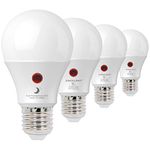 SINCELIGHT Dusk to Dawn LED Light Bulb 9W with Dual Photocell Sensors, ON/Off Automatic Depends on the Daylight Level, Outdoor Night Light from Dusk Till Dawn, Security Bulbs, Cool White 6000K, 4 Pack