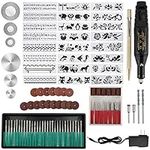 108Pcs Engraving Tool Kit, Electric Micro Engraver Pen with Scriber Pen, 82 Accessories and 24 Stencils,Micro Sander Rotary Tool Kit for Jewelry Glass Ceramic Plastic Wood Metal