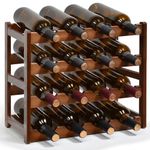 IWNTWY Wine Rack, 16 Bottles 4-Tier Free Standing Wine Racks, Wine Rack Countertop Holder Storage Shelf for Kitchen Cabinet Dining Room Bar (Brown)