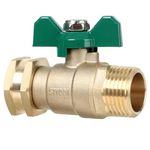 STYDDI Brass Garden Hose Shut Off Valve Full Flow, Heavy Duty 1-Way No Restricted-Flow Water Shut-Off Connector, 3/4” GHT Garden Hose Ball Valve Adapter Coupling, Lawn Hose-end Flow Control Valve