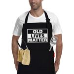 APRONPANDA Old Lives Matter Kitchen Aprons - Funny Christmas Gifts Birthday or Retirement Gifts for Mom, Dad, Grandpa, Grandma - 50th 60th 70th Birthday Gifts for Men Women