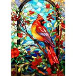 NEWENMO Diamond Painting Kits for Adults,5D DIY Stained Glass Diamond Art Kits Full Drill Red Cardinal Bird Diamond Dots Perfect for Beginner,Hobbies And Gift Home Wall Decor 30×40 cm