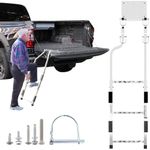 Tailgate Ladder for Pickup Trucks Stainless Steel, Easy Install Tailgate Steps Elder-Friendly, Truck Bed Ladder with Anti-Slip Steps, No Noise Pad, Truck Accessories Universal Fit Ram Ford, Foldable