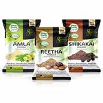 Online Quality Store Amla, Reetha, Shikakai Powder Combo Powder Pack For Hair R (Pack Of 3, Total 380G Pack), All Hair Type, Oily, Dry, Thick, Damaged, 3 Count