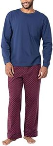 PajamaGram Mens PJs Sets - Mens Plaid Pajamas, 100% Cotton, Burgundy Long Sleeve, Large