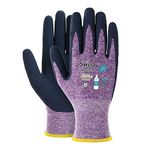 KAYGO Latex Coated Work Gloves for Women Breathable, 3 Pairs Recycled Polyester Gardening Gloves, Eco Friendly Safety Yard Work Gloves for Ladies, KGE19L (Purple, Small)