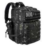 LHI Military Tactical Backpack for Men and Women 45L Large waterproof Rucksack for School, Hiking, Trekking, Hunting - Black CP