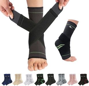 ABIRAM Ankle Brace, Ankle Compression Sleeve, Foot Sleeve (1 Pair) with Strap, Ankle Support for Sprained Foot, Plantar Fasciitis Relief Socks, Achilles Tendonitis, Women & Men, M