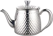 Café Olé SDT-048 Sandringham Teapot, 48oz (1.35 litres) Mirror Polished 18/10 Stainless Steel with Hammered Finish