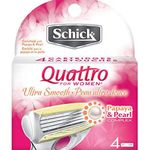 Schick Quattro for Women Ultra Smooth Razor Blade Refills Enhanced with Aloe & Vitamin E, 4 Blades