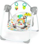 Bright Starts Playful Paradise Portable Compact Automatic Baby Swing with Music, Unisex, Newborn +