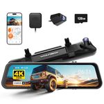 WOLFBOX G900 PRO Rear View Mirror Dash Cam for Car with STARVIS 2 IMX678, 12-Inch Car Dash Camera Front 4K and Rear 2.5K, Included 128GB Card, Voice Control, 5.8GHz WiFi, GPS, Loop Recording, G-Sensor