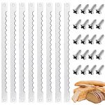 Therwen Bread Bow Knife Blades Stainless Steel Replacement Blade Bread Blade with Screws for Cake Homemade Bread Cutting Wooden Bread Knife, 10.8 Inches (8 Pcs)