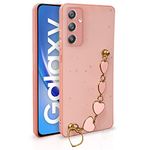 Pikkme Samsung Galaxy A34 5G Back Cover for Girls | Heart Shaped Metal Chain Blocks | Sparkling Soft TPU | Case for Samsung Galaxy A34 5G (Pink)