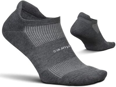 Feetures High Performance Cushion No Show Tab - Running Socks for Men and Women - Athletic Ankle Socks - Moisture Wicking- Small, Heather Gray