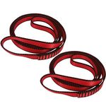 FOSER 18mm Nylon Climbing Sling Runner, 23KN Nylon Rope,Apply to Rock Climbing, Mountaineering, Hiking, Downhill, Emergency Equipment, etc (Red(2pcs), 60cm/24in)